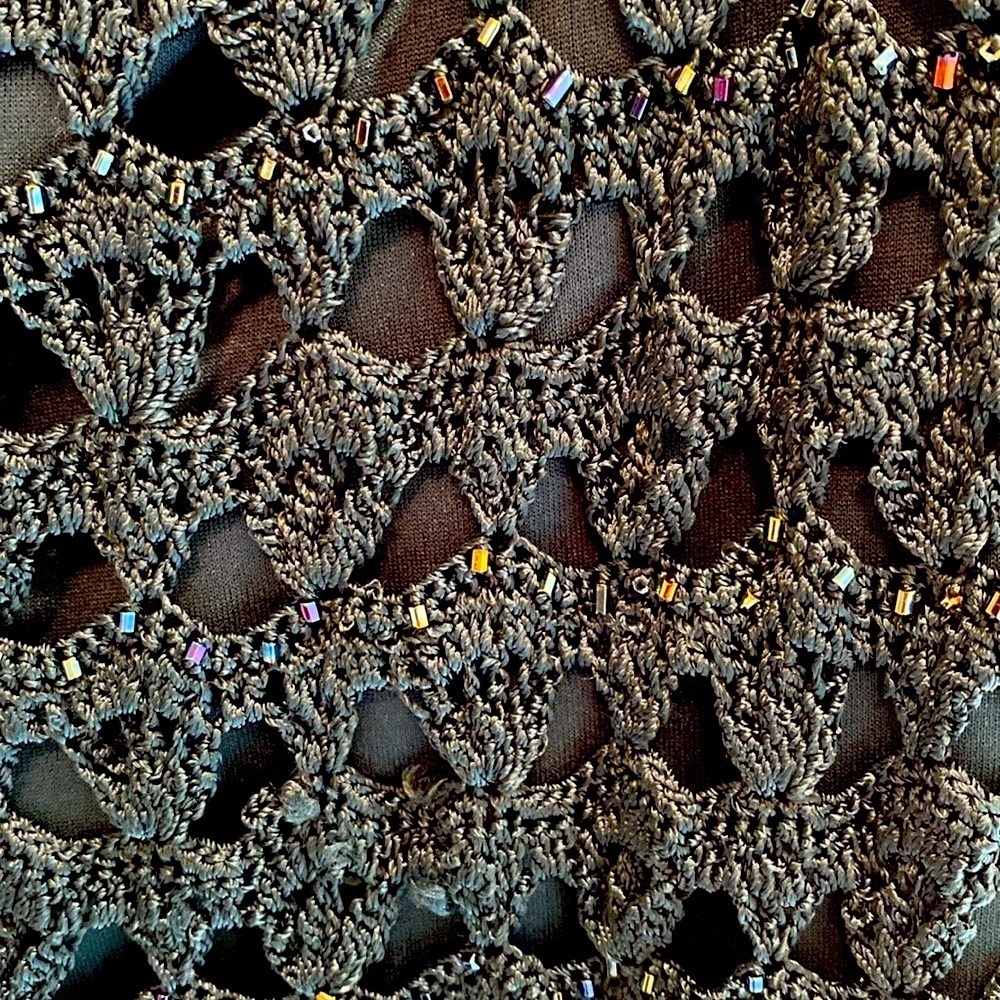 Anthropologie Tape Measure Crochet Sparkly Scoop Neck Tank Top Green L *READ